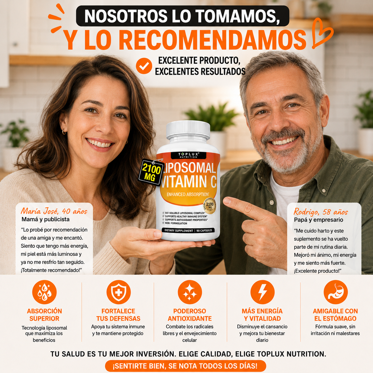 LipoVitaC Pro™ – 2100mg / Absorción Máxima, Inmunidad Potente & Acción Antioxidante Superior