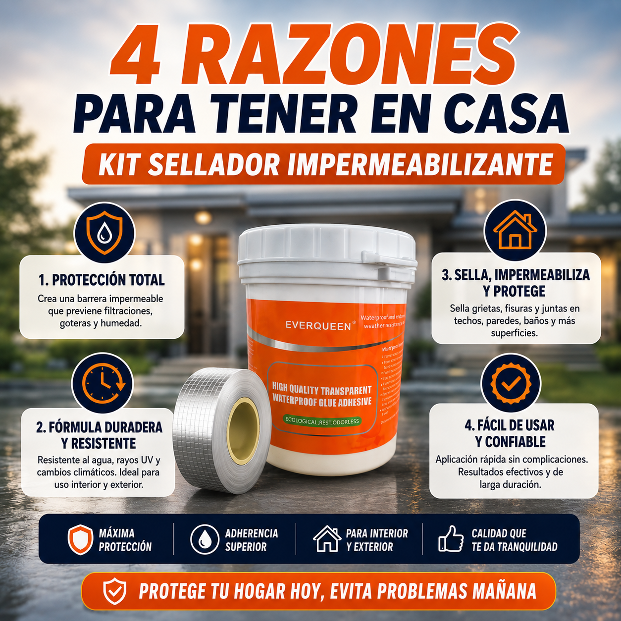 WaterShield Kit™ – Sellador Impermeabilizante + Cinta 5x5 | Protección Total contra Humedad, Grietas & Goteras