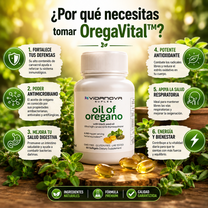 OregaVital™ – Aceite de Orégano + Semilla Negra Premium | Sistema Inmune Blindado, Antiinflamatorio & Salud Digestiva