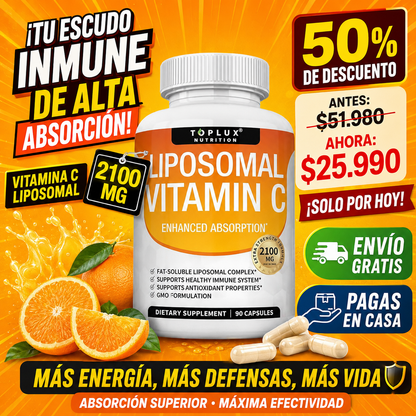 LipoVitaC Pro™ – 2100mg / Absorción Máxima, Inmunidad Potente & Acción Antioxidante Superior