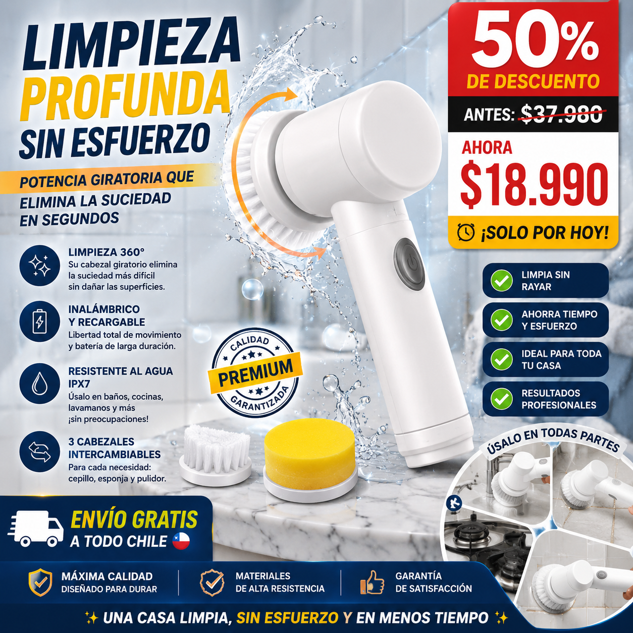 CleanBeast™ – La bestia de la limpieza: baño, cocina y azulejos impecables en minutos