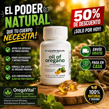 OregaVital™ – Aceite de Orégano + Semilla Negra Premium | Sistema Inmune Blindado, Antiinflamatorio & Salud Digestiva